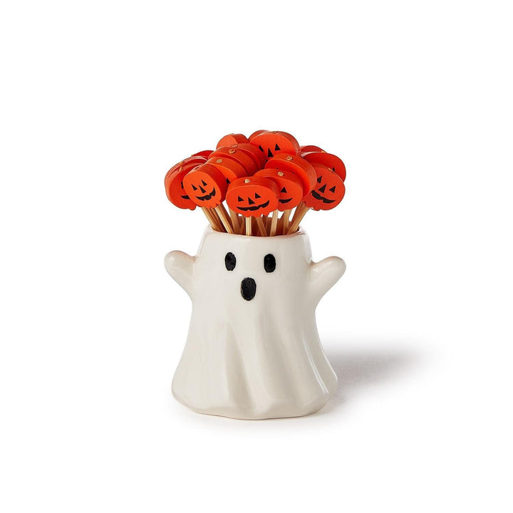 Ghost Pick Holder with 20 Picks Toothpicks Two's Company Pumpkins 