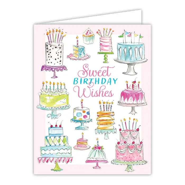 Gift Card Greeting - Sweet Birthday Wishes Multi Cakes Gift Tags & Labels Rosanne Beck 