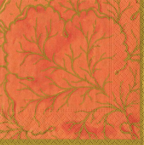 Gilded Majolica Coral Cocktail Napkins Cocktail Napkins Caspari 