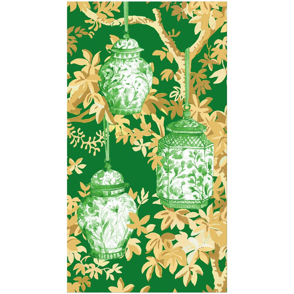 Ginger Jars Dark Green Guest Towel - Package of 15 Guest Towels Caspari 