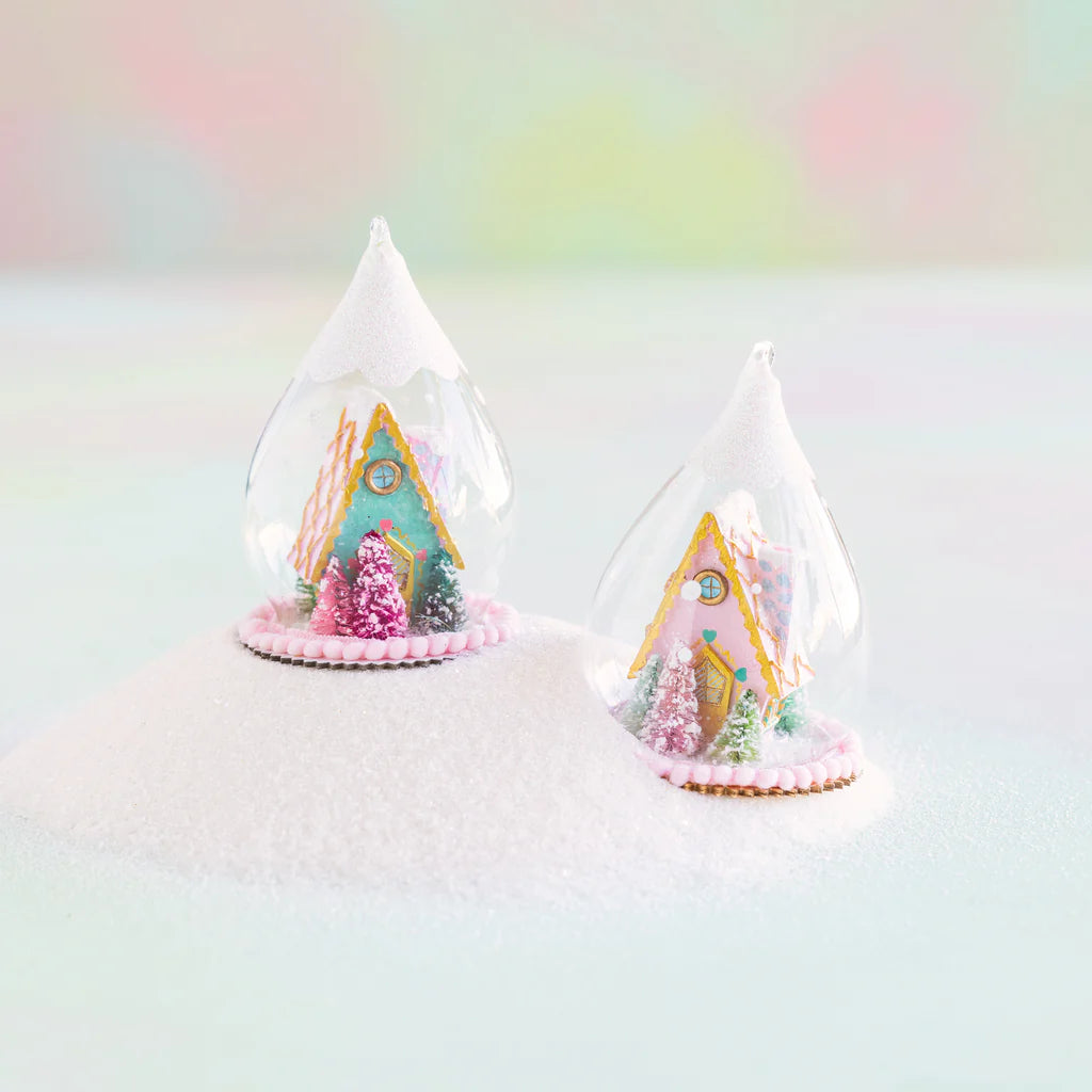 Gingerbread Cottage Dome Ornament Christmas Ornament Glitterville 
