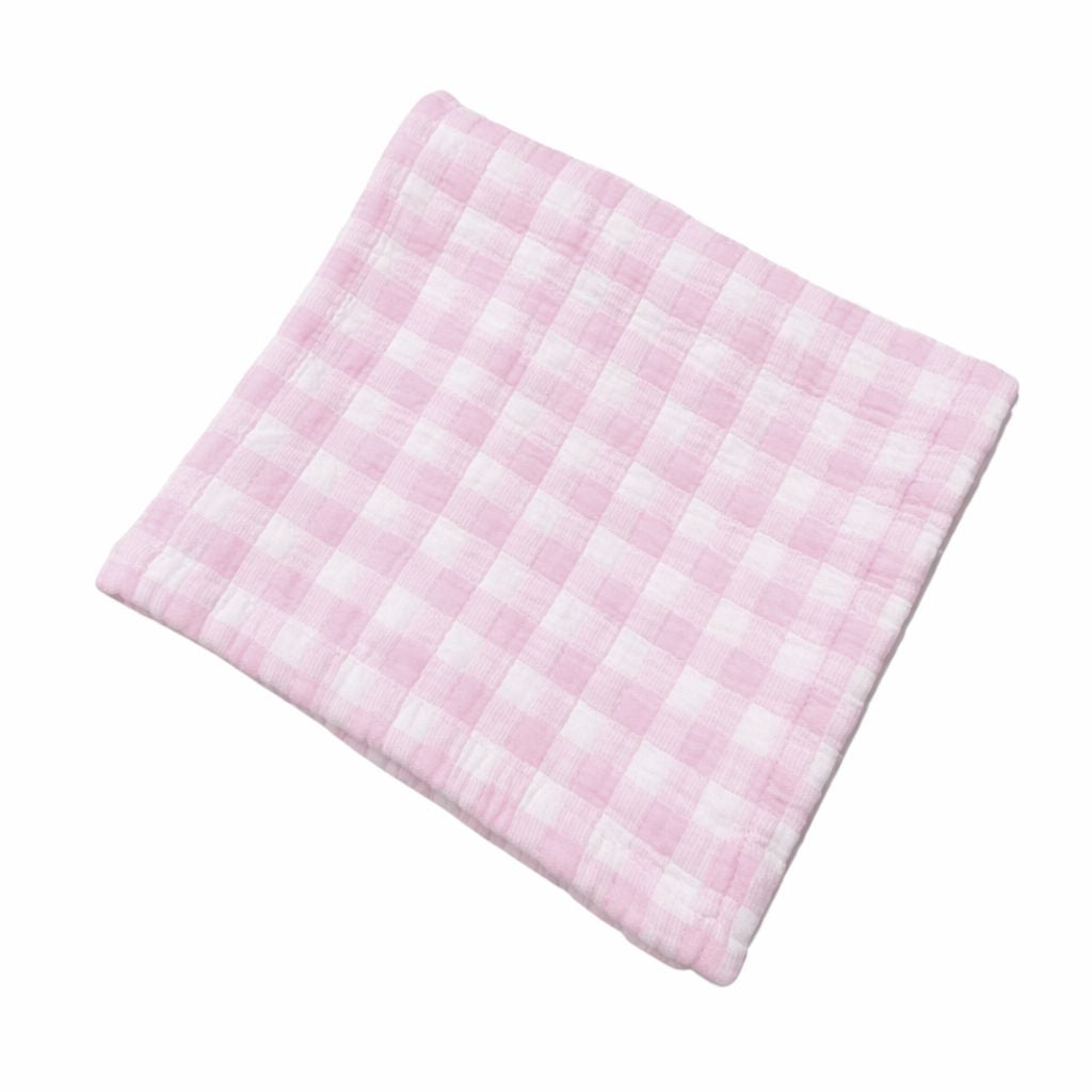 Gingham Check Baby Blanket - Pink and White Blanket A Soft Idea 