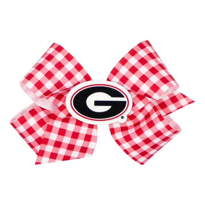 Gingham Hair Bow with Georgia Patch Girl Headband WeeOnes Medium 