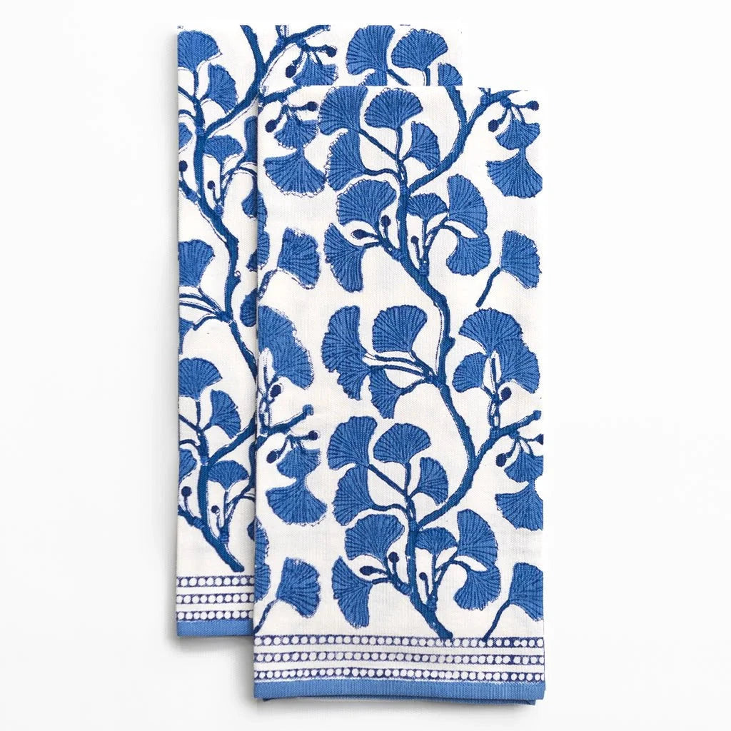 Ginkgo Blue Tea Towels - Set of 2 Tea Towels Pomegranate 
