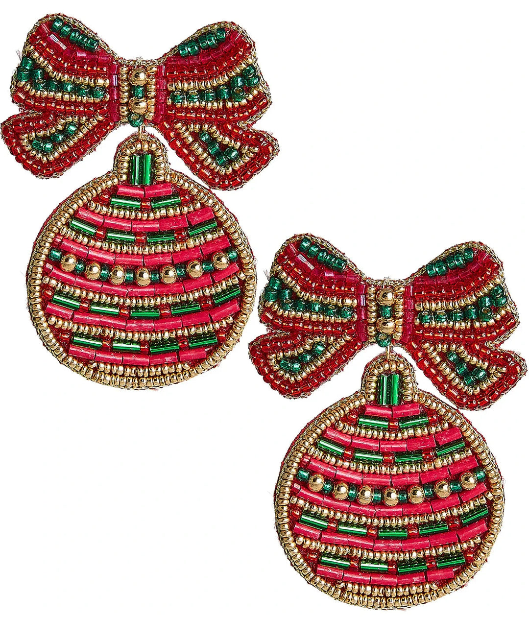 Ginny Christmas Ball Earrings in Red and Green Multi Womens Earrings Lisi Lerch 