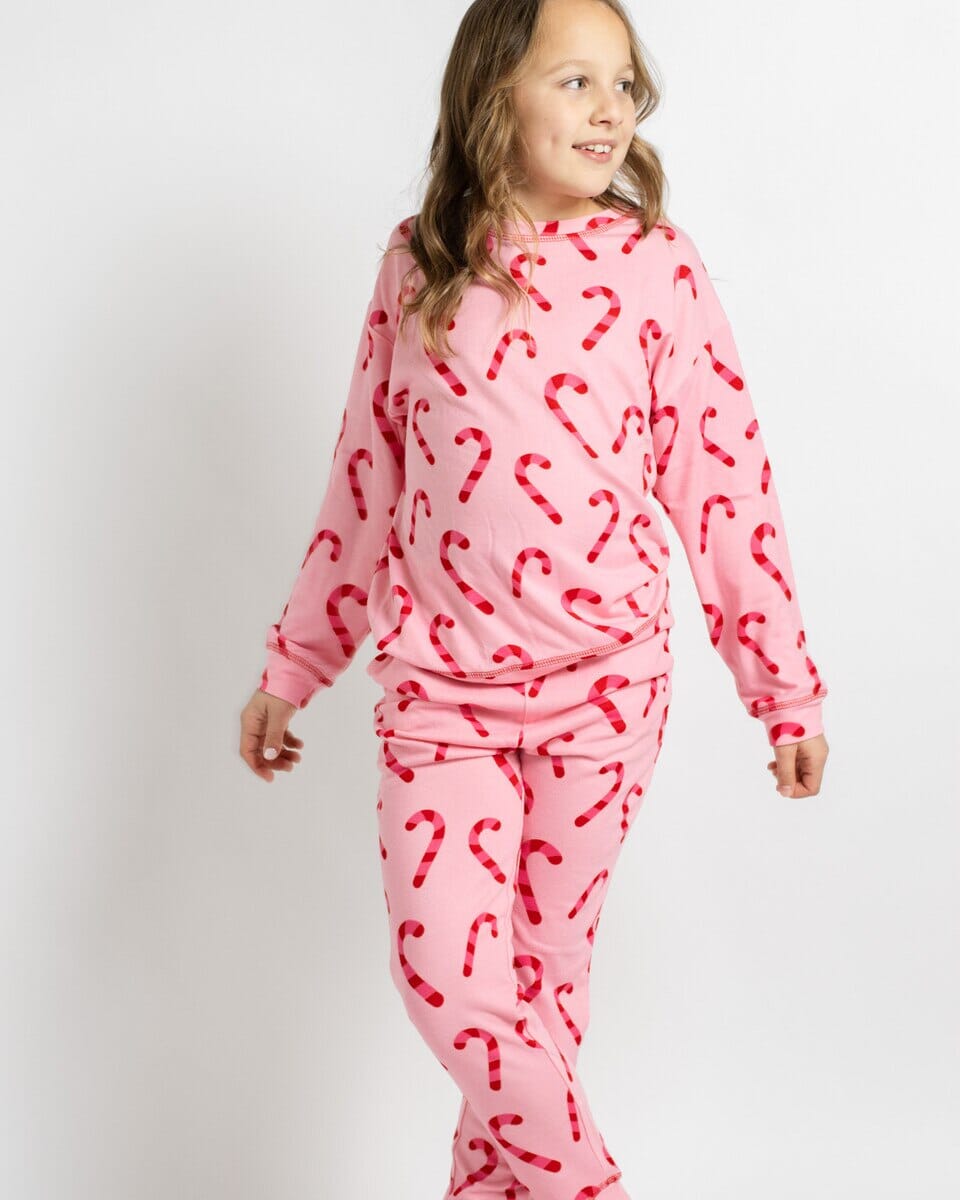 Girls Candy Cane Wishes Lounge Set Girl Pajamas The Royal Standard 