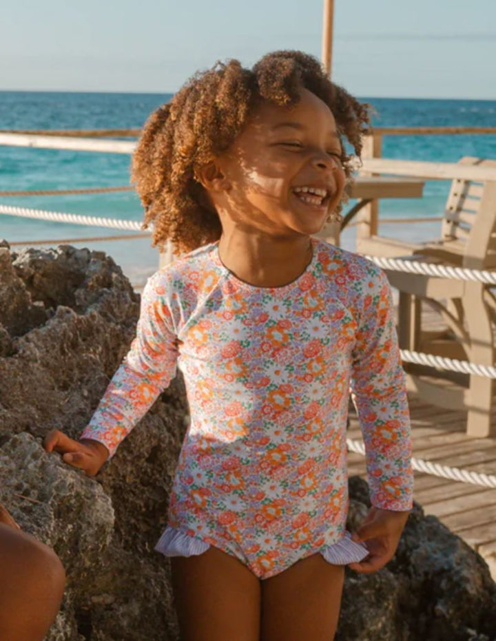 Girls Island Blossom Rashguard One Piece Girl Bathing Suit Minnow 