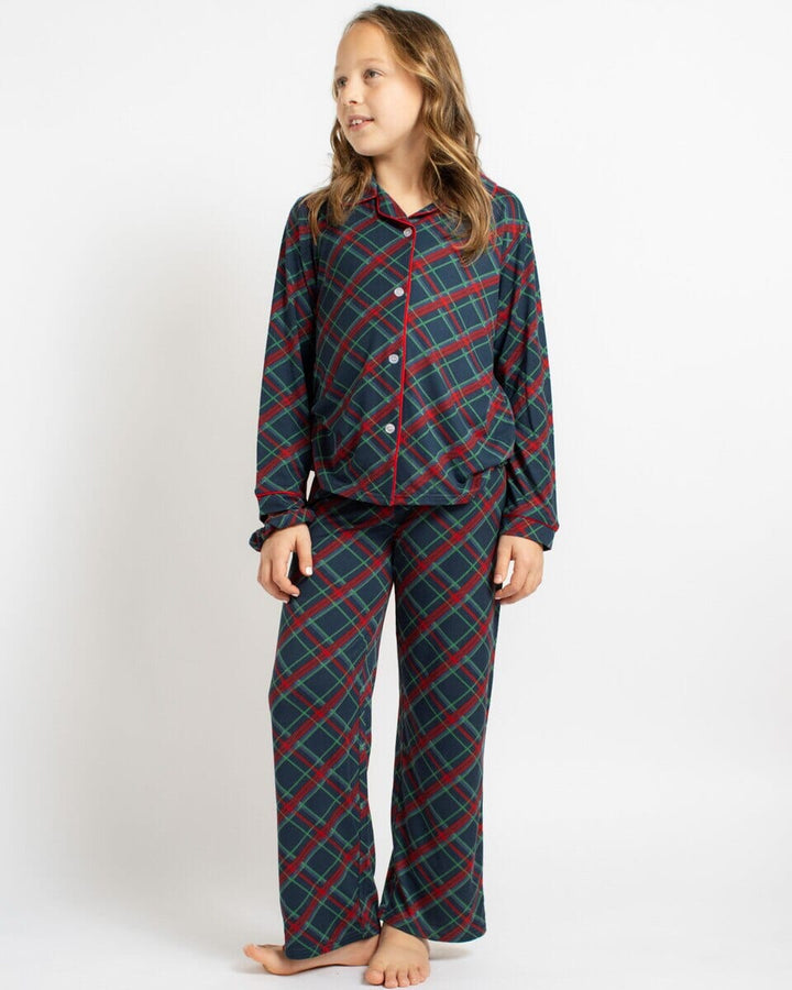 Girl's Layton Plaid Long Sleeve Pants Sleep Set Girl Pajamas The Royal Standard 