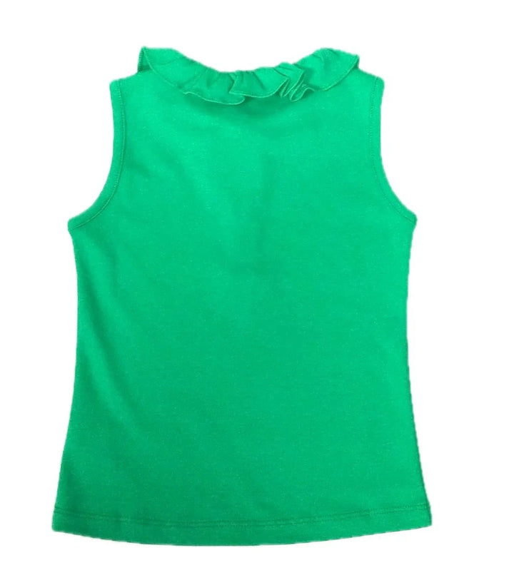 Girl's Pima Ruffle Top - Green Girl Shirt Marco and Lizzy 