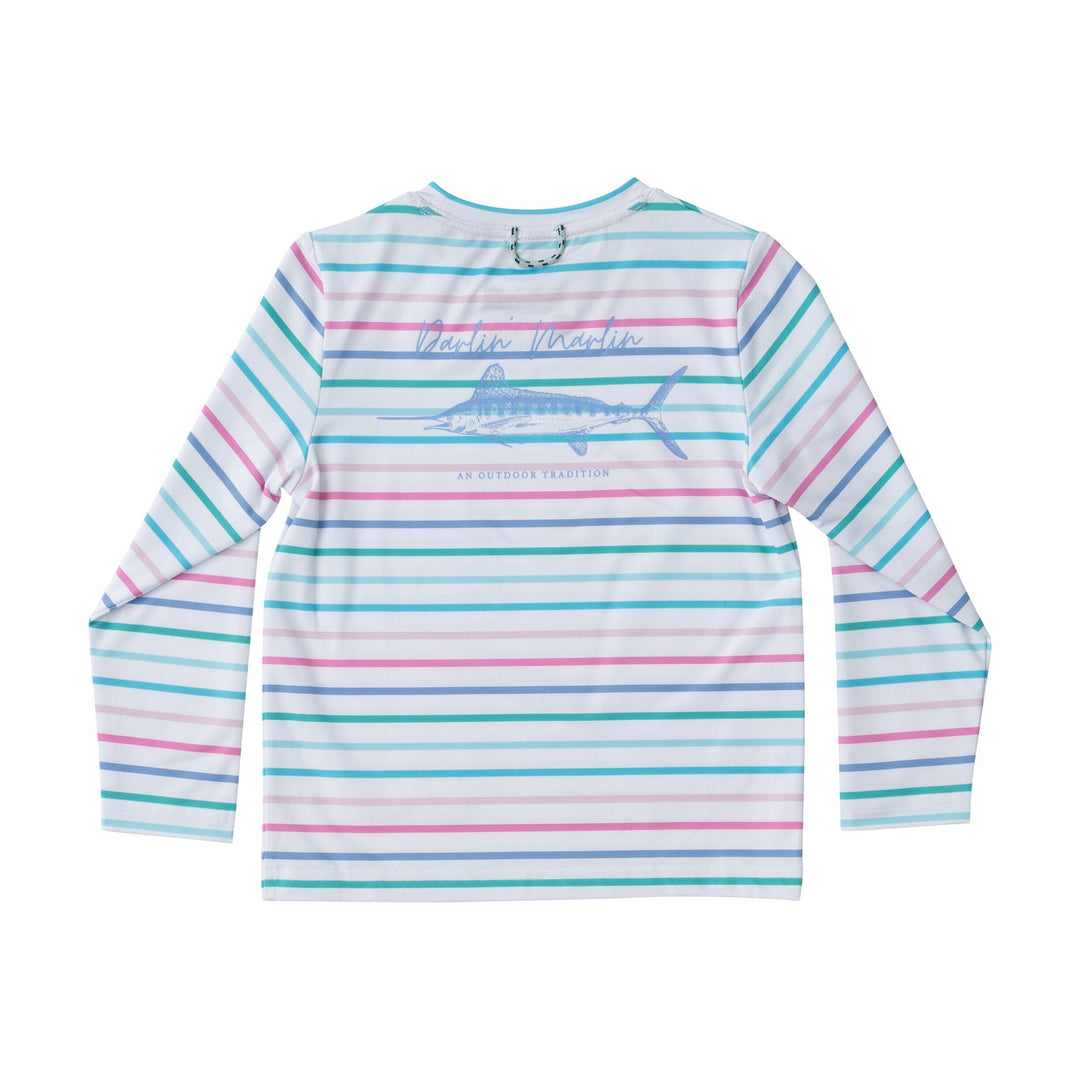 Girls' Pro Performance Fishing T-shirt - Multi Colored Stripe Girl Shirt Prodoh 