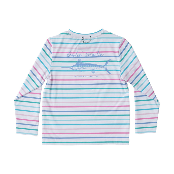 Girls' Pro Performance Fishing T-shirt - Multi Colored Stripe Girl Shirt Prodoh 