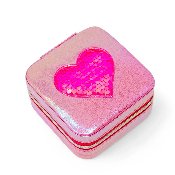 Girl's Sparking Sequin Heart Jewelry Box - Hot Pink Girl Purse Tiny Treats and Zomi Gems 