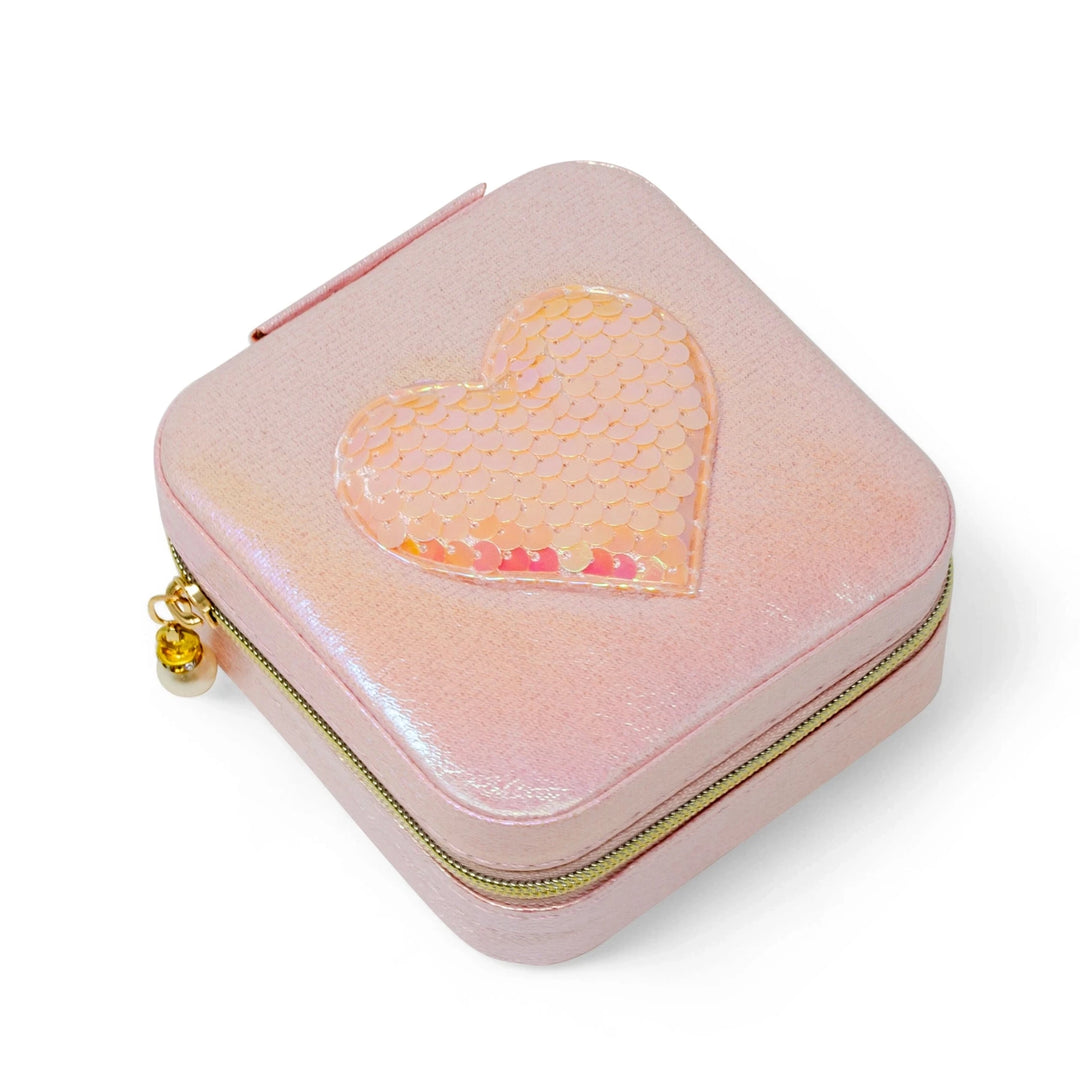 Girl's Sparking Sequin Heart Jewelry Box - Pink Girl Purse Tiny Treats and Zomi Gems 