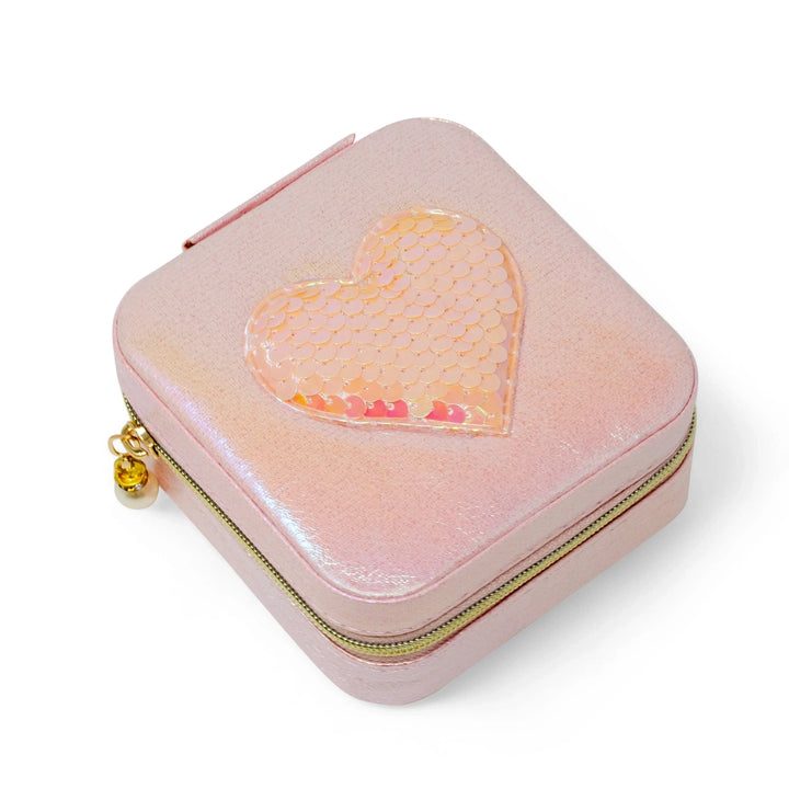Girl's Sparking Sequin Heart Jewelry Box - Pink Girl Purse Tiny Treats and Zomi Gems 