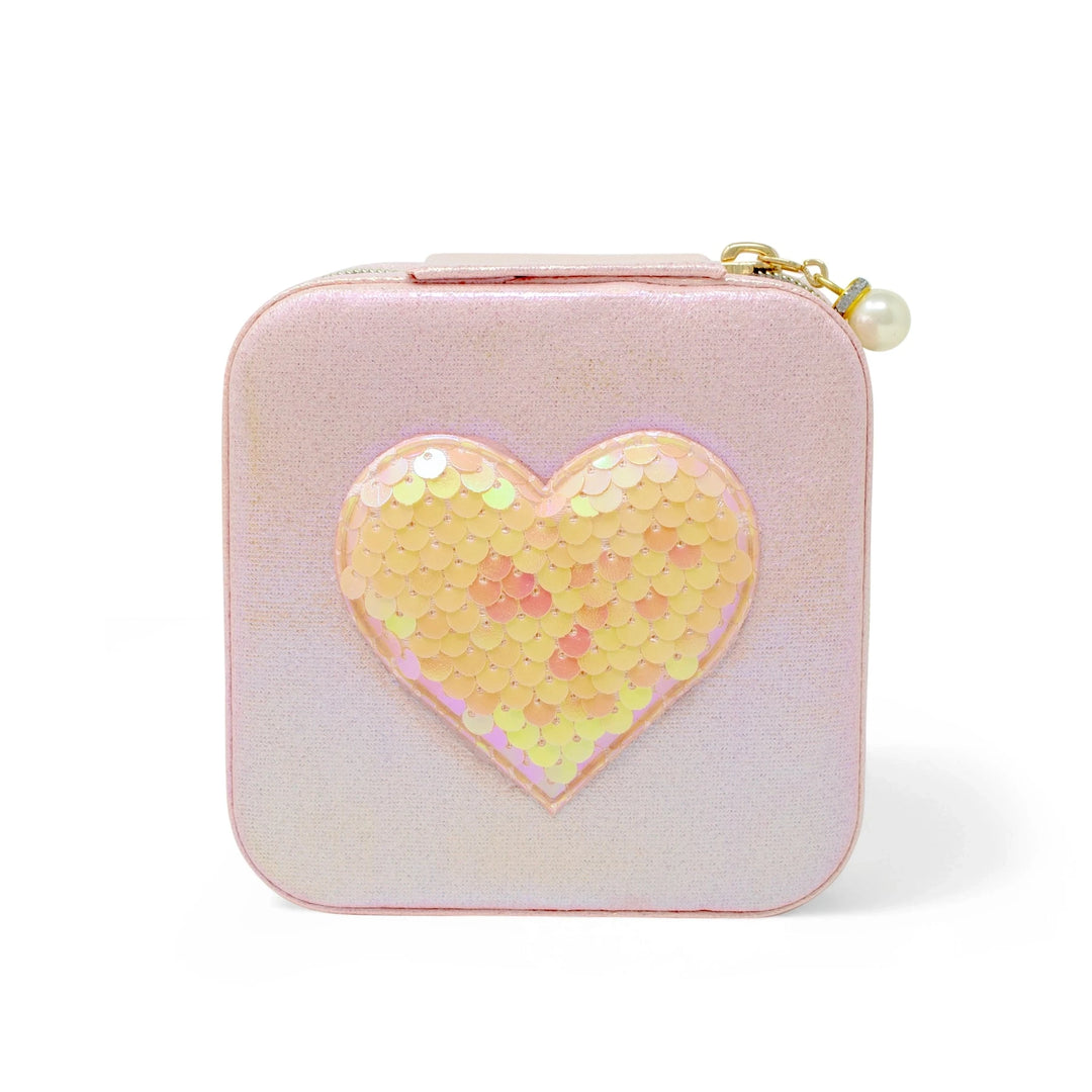 Girl's Sparking Sequin Heart Jewelry Box - Pink Girl Purse Tiny Treats and Zomi Gems 