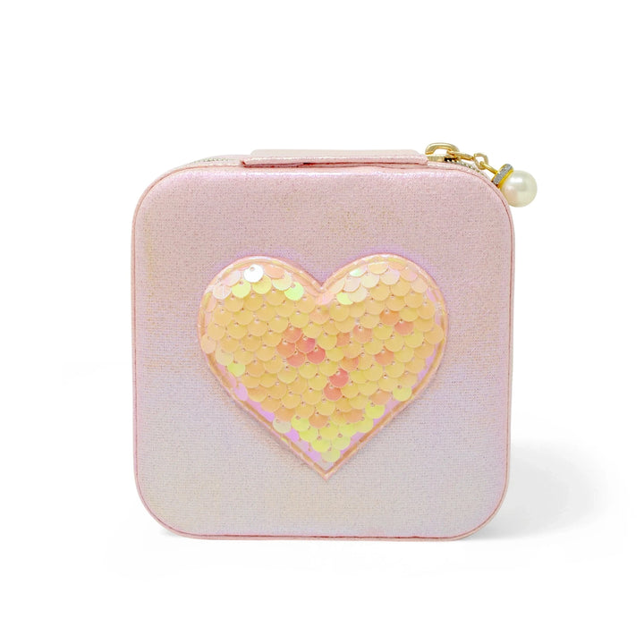 Girl's Sparking Sequin Heart Jewelry Box - Pink Girl Purse Tiny Treats and Zomi Gems 
