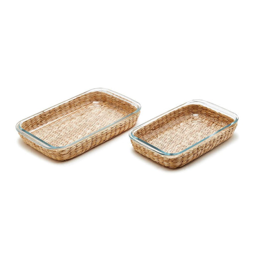 Glass Baking Dish with Hand-Woven Lattice Serving Piece Two's Company 