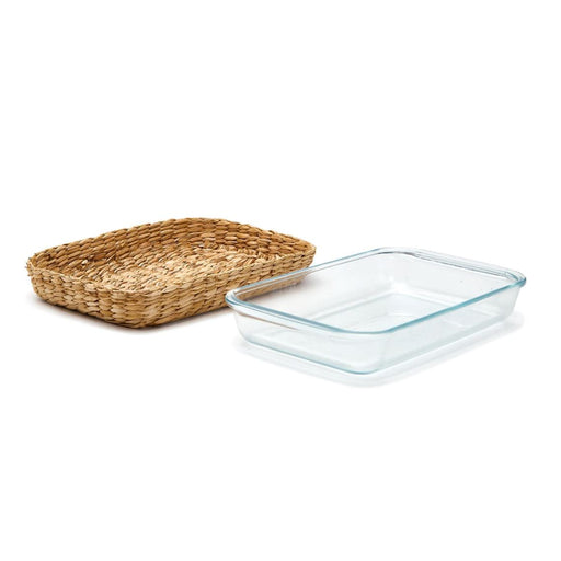Glass Baking Dish with Hand-Woven Lattice Serving Piece Two's Company 