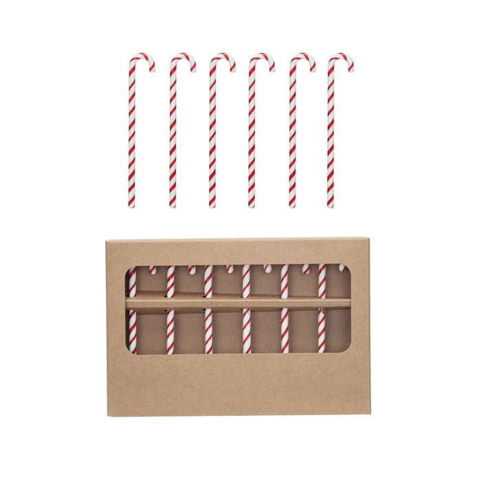 Glass Candy Cane Shaped Stir Sticks - Boxed Set of 6 Stir Sticks Creative Brands 