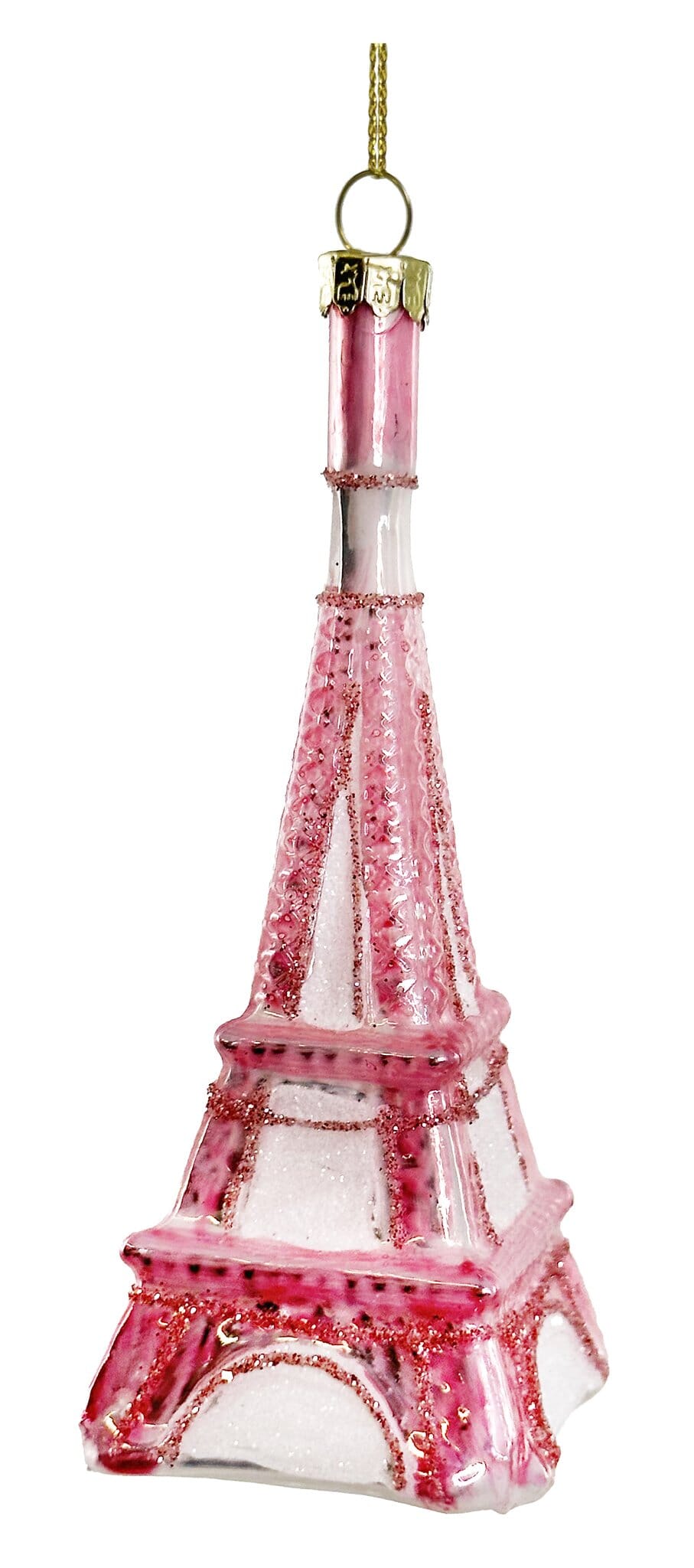 Glass Eiffel Tower pink Christmas Ornament Shishi 