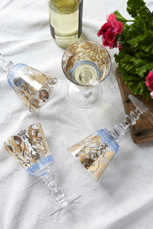 Glass Goblet - Golden Ikat Wine Glass Patina Vie 