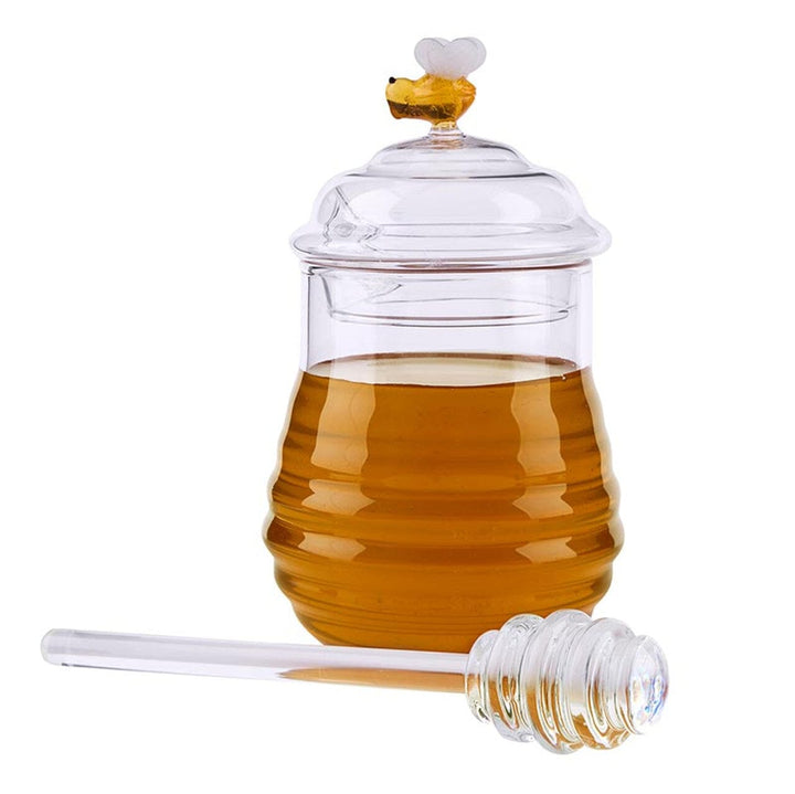 Glass Honey Jar & Dipper Honey Jar Slant 