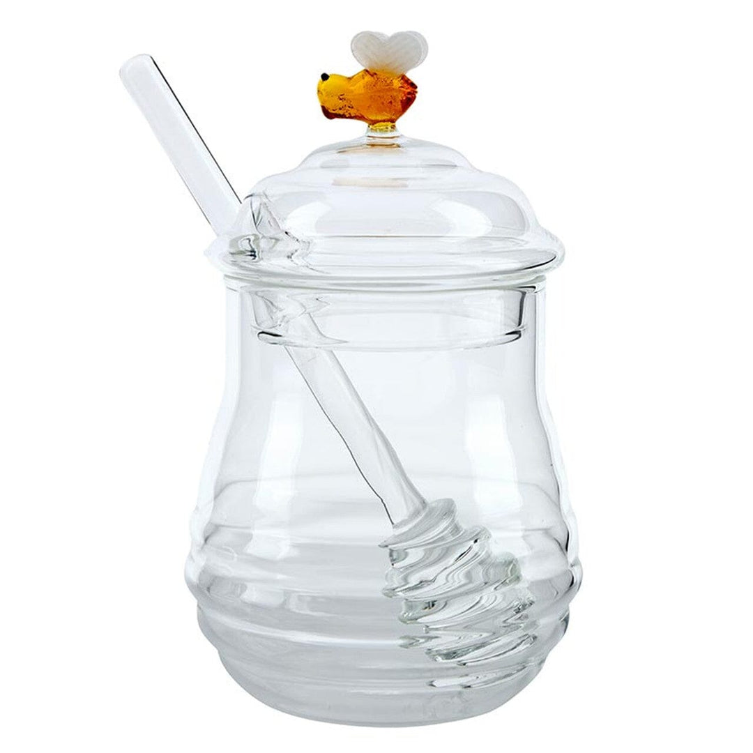 Glass Honey Jar & Dipper Honey Jar Slant 