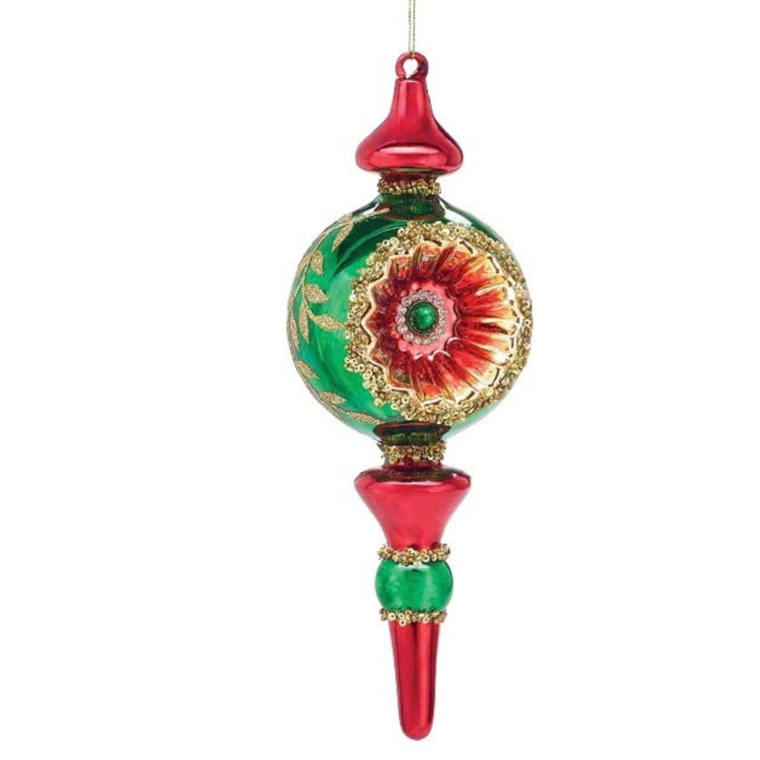 Glass Ornament Red And Green Finials Ornament Burton and Burton Red 