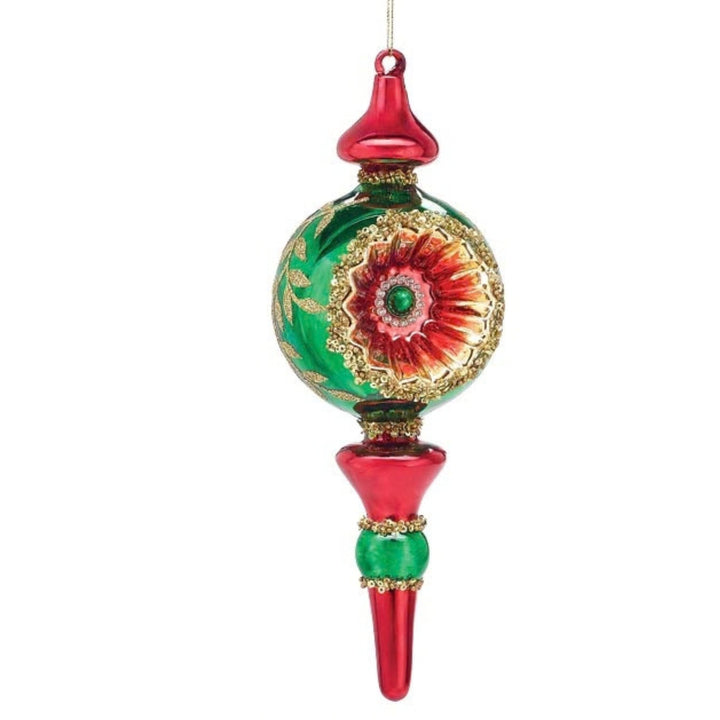 Glass Ornament Red And Green Finials Ornament Burton and Burton Red 