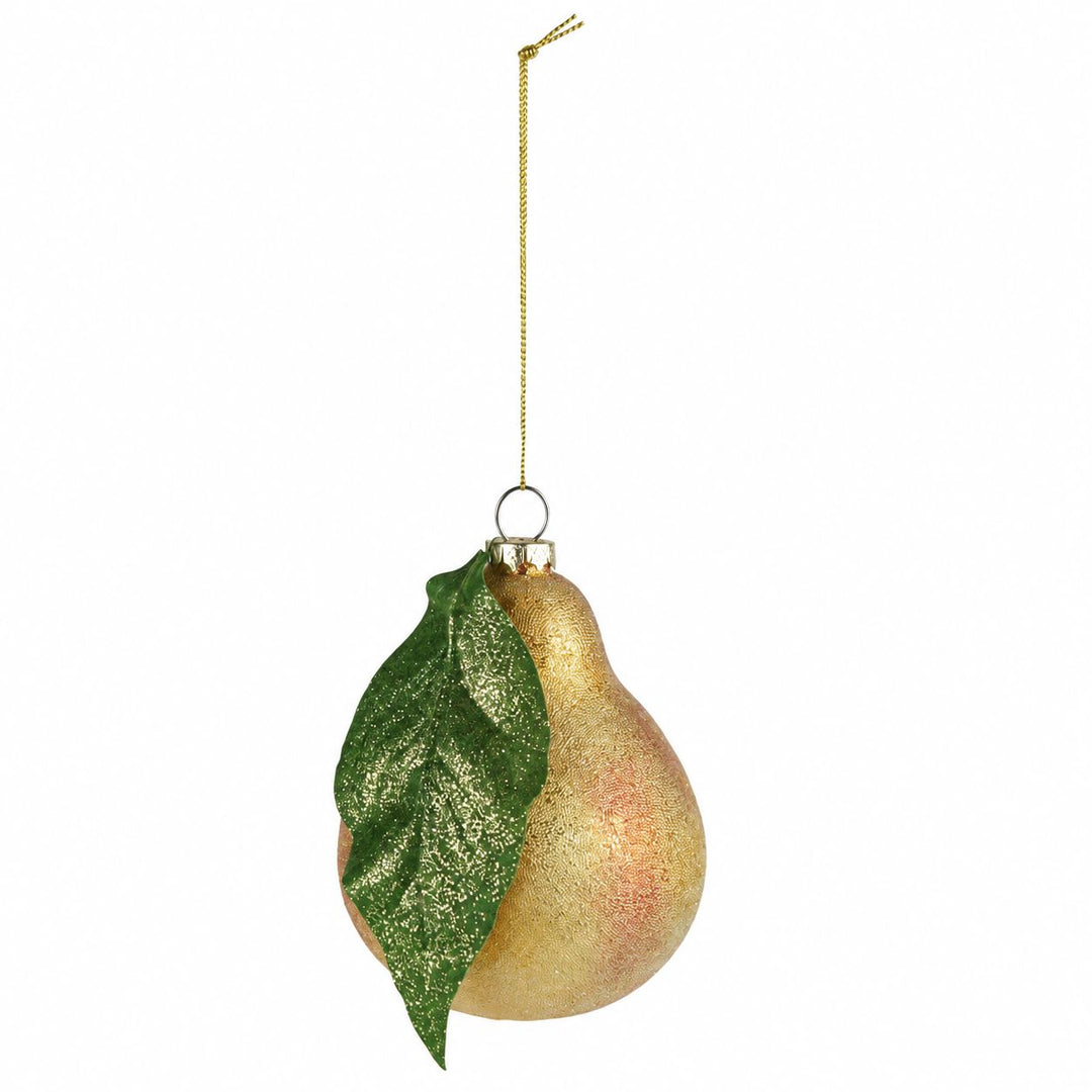 Glass Pear Ornament with Glitter & Sugar Ornament Creative Co-Op 