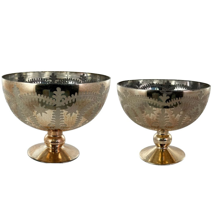 Glass Round Bowl Cut Garland - Gold Vase Shishi 