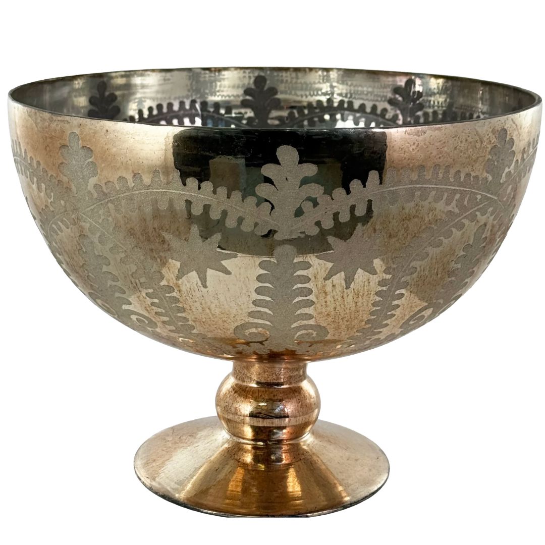 Glass Round Bowl Cut Garland - Gold Vase Shishi Large 