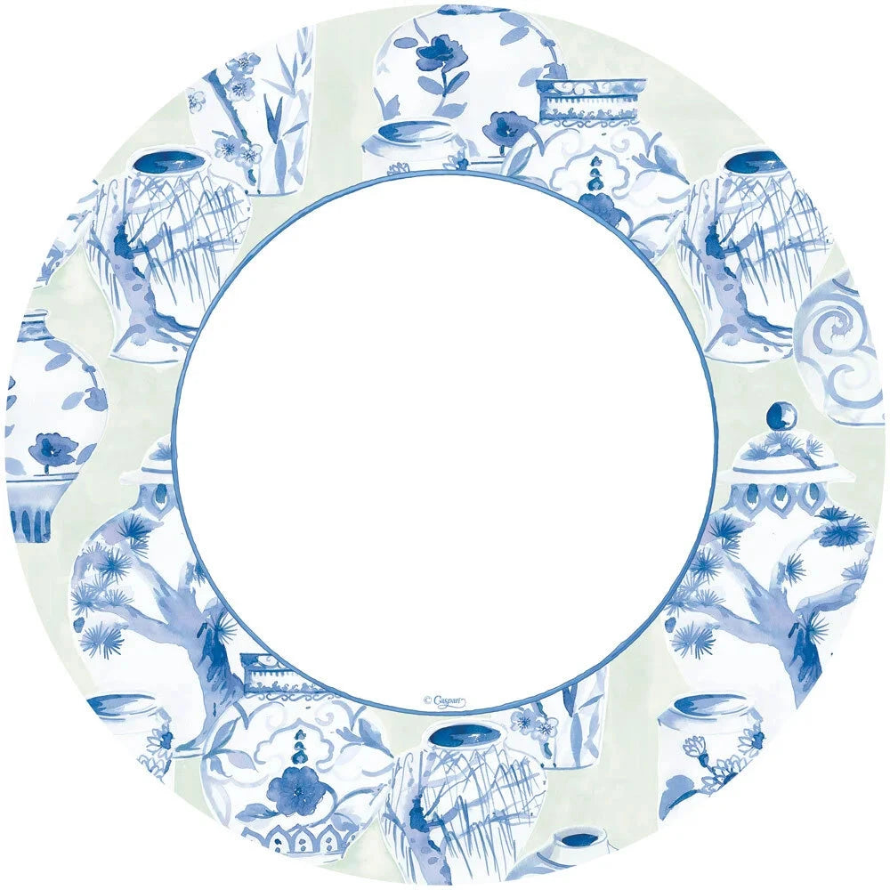 Glazed Porcelain Celadon Paper Dinner Plates - 8 Per Package Paper Products Caspari 