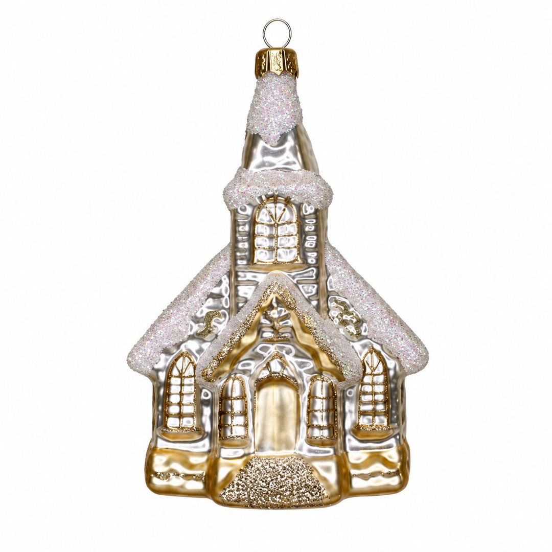 Glittered Church Blown Ornament Christmas Ornament Trade Cie 