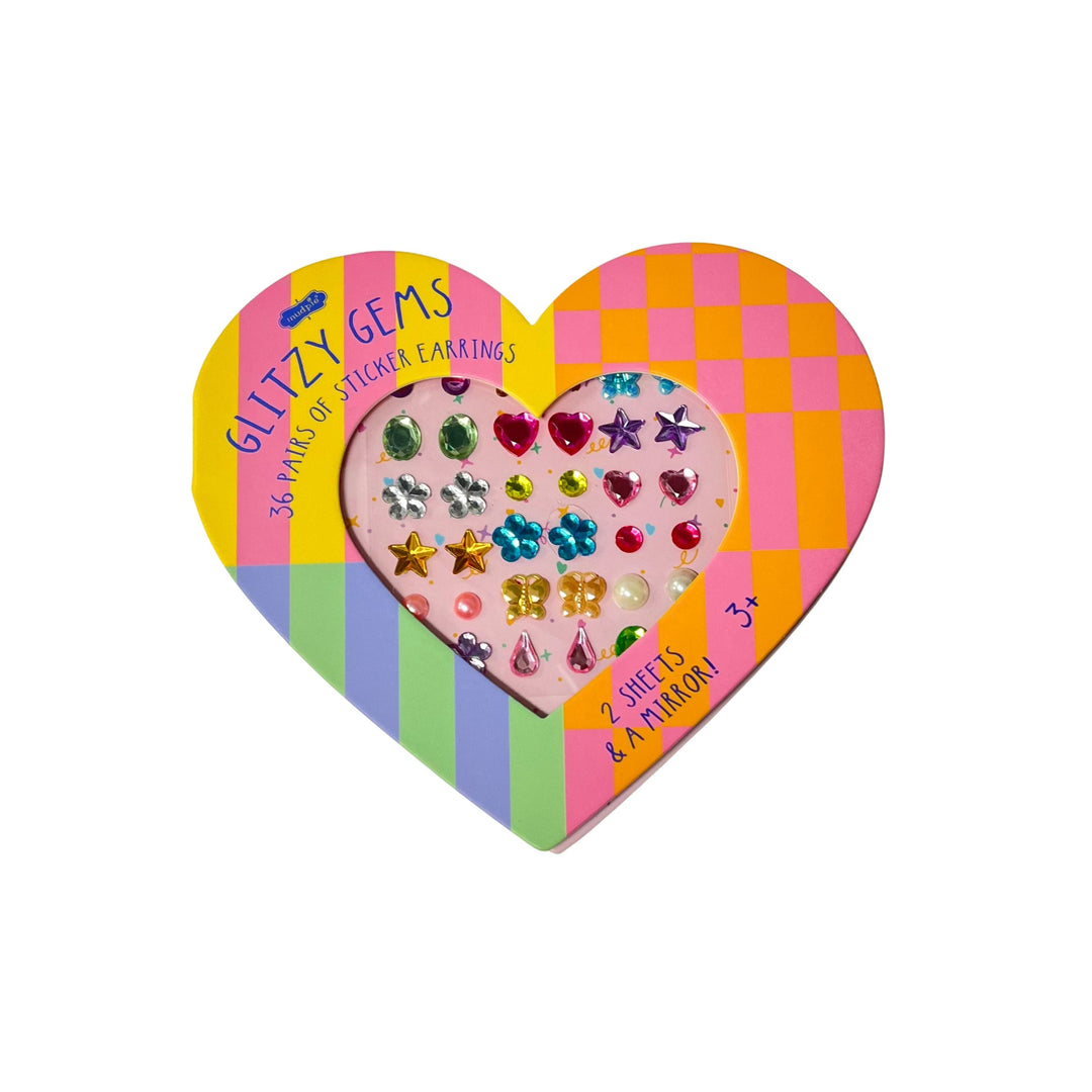 Glitzy Gems Stick-On Earrings Girl Earrings MudPie Heart 