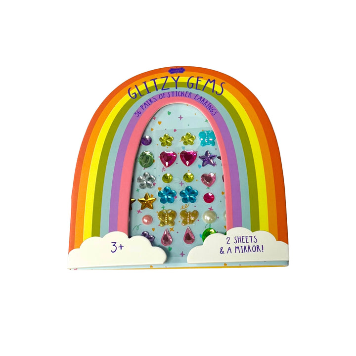 Glitzy Gems Stick-On Earrings Girl Earrings MudPie Rainbow 