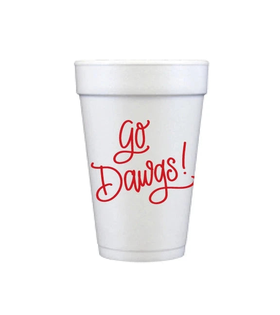 Go Dawgs! Script Styrofoam Cups - Red Styrofoam Cups Natalie Chang 