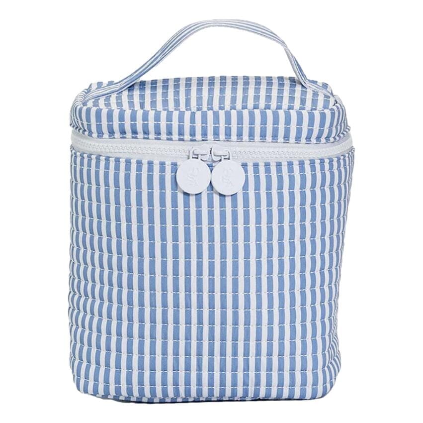 GO GO Lunch Quilted Insulated Bag- Hamptons Floral Lunch Boxes TRVL Design Pimlico Stripe - Chambray 