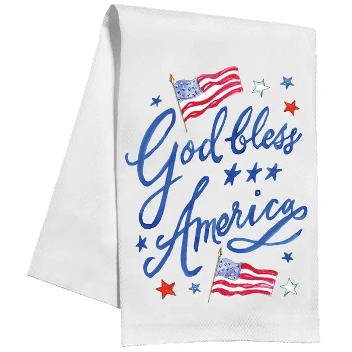God Bless America Flags and Stars Kitchen Towel Kitchen Towel Rosanne Beck 