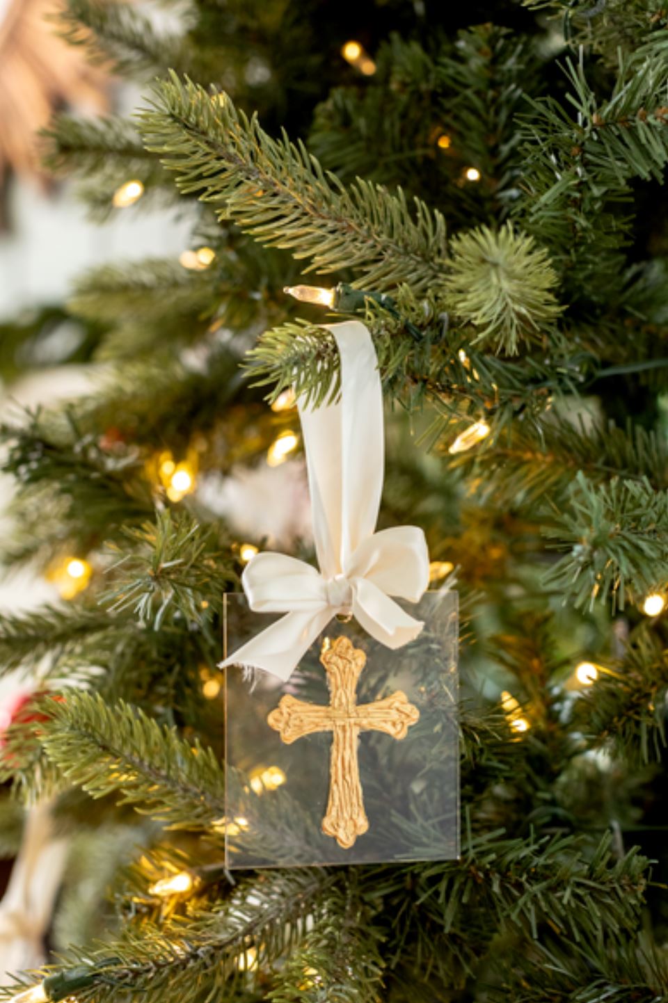 Gold and Acrylic Ribboned Ornaments Christmas Ornament MudPie 
