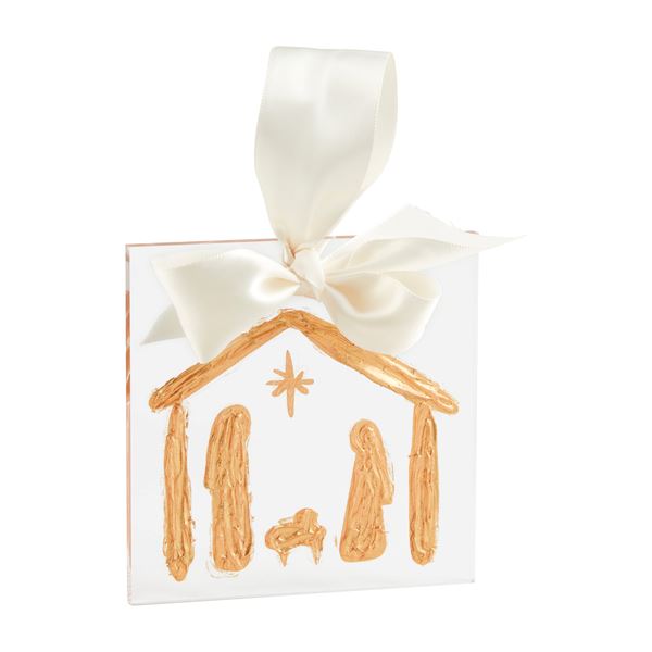 Gold and Acrylic Ribboned Ornaments Christmas Ornament MudPie Nativity 
