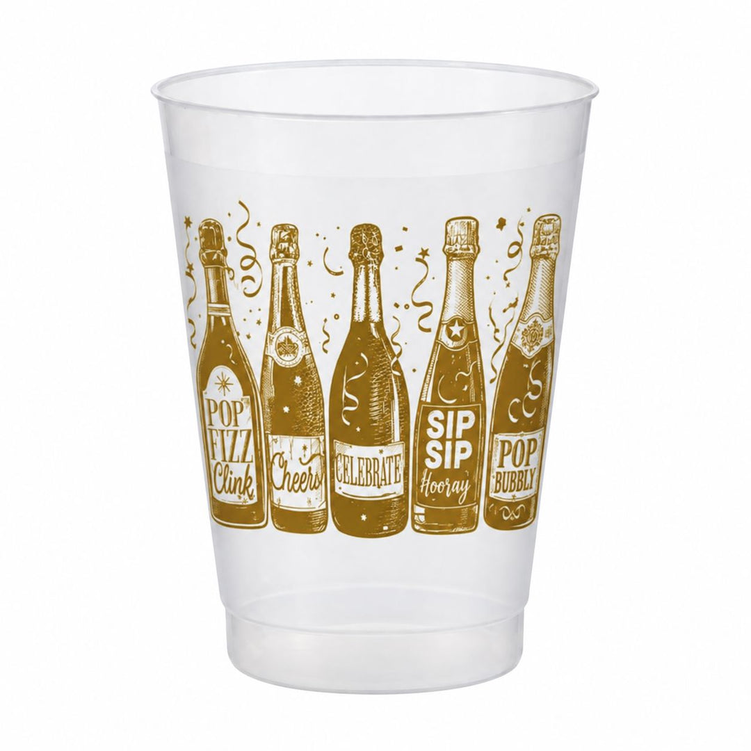 Gold Champagne Bottles Shatterproof Cups Drinkware Rosanne Beck 
