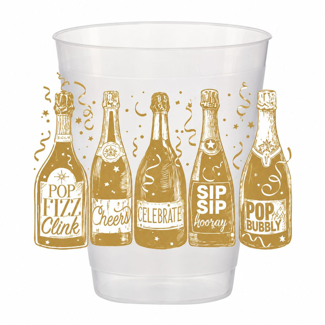 Gold Champagne Bottles Shatterproof Cups Drinkware Rosanne Beck 