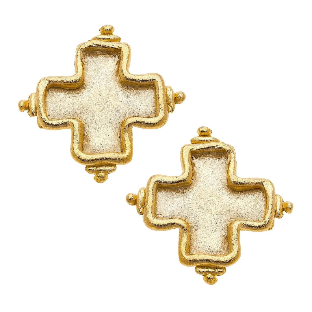 Gold Cross Post Earrings Womens Earrings Susan Shaw 