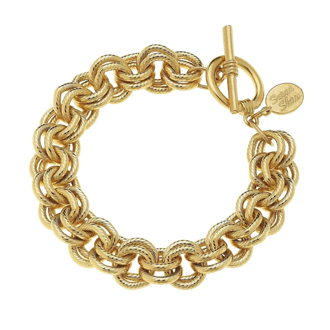 Gold Double Loop Chain Bracelet Womens Bracelet Susan Shaw 