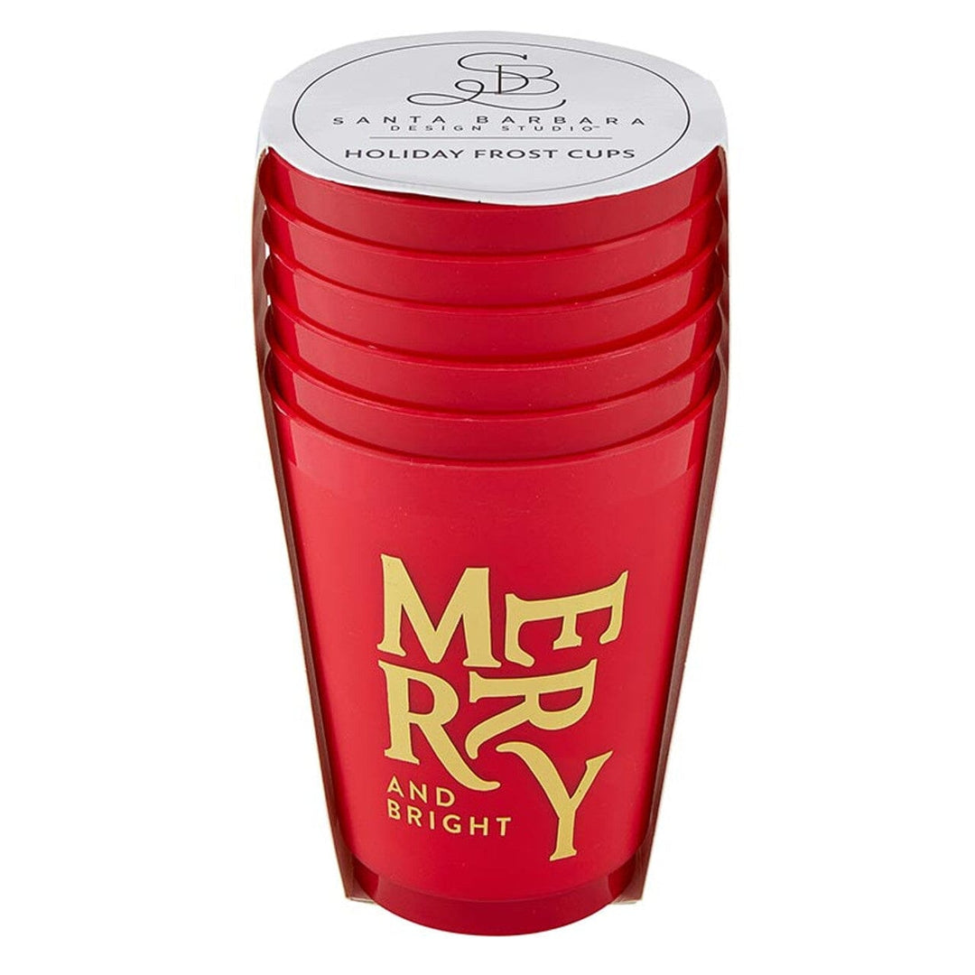 Gold Foil Frost Cups - Merry + Bright Shatterproof Cups Creative Brands - Santa Barbara Design Studio 