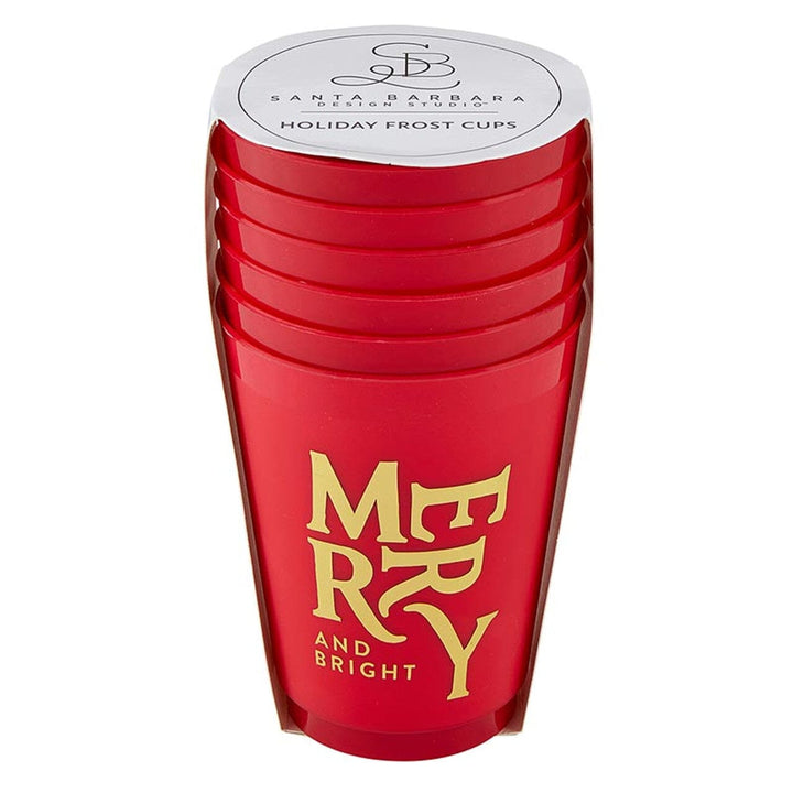 Gold Foil Frost Cups - Merry + Bright Shatterproof Cups Creative Brands - Santa Barbara Design Studio 