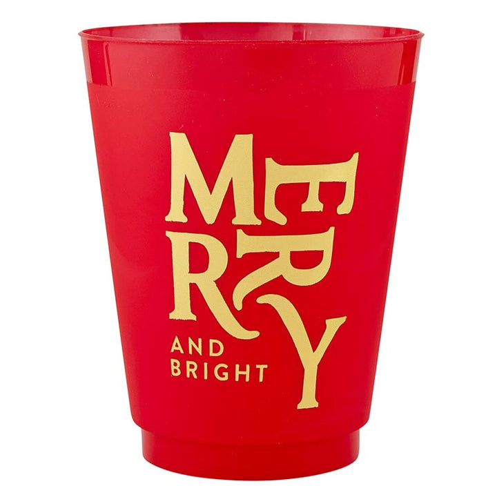 Gold Foil Frost Cups - Merry + Bright Shatterproof Cups Creative Brands - Santa Barbara Design Studio 