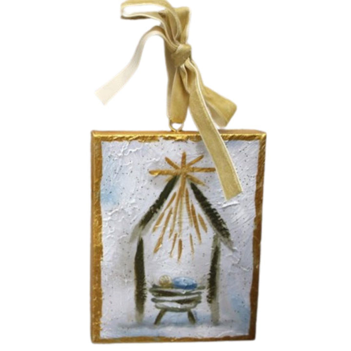 Gold Glitter Canvas Ornaments Christmas Ornament Trade Cie Manger 