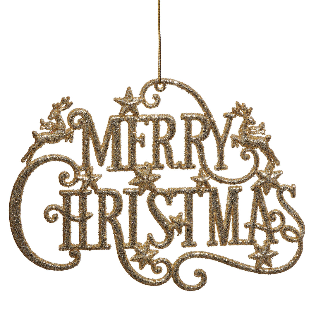 Gold Glitter Merry Christmas Ornament Christmas Ornament RAZ 